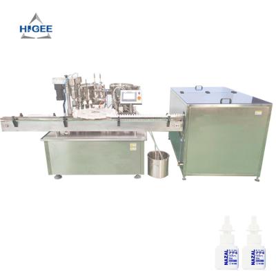 中国 Higee 10ml 15ml 20ml 30ml liquid medicine nasal spray filling capping machine pharmaceutical spray bottling machine 販売のため