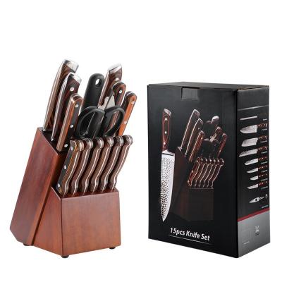 China Sustainable Chef Classics Stainless Steel Kitchen Knife Set With Wooden Knife Block for sale