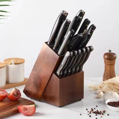 China Sustainable Serving 16PCS Kitchen Knife Set With Ultra Sharp Blade And Wooden Handle Cookware Knife Set Metal Giftbox Brown for sale