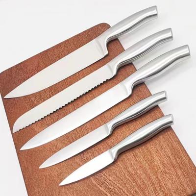 China Viable Blade Choice 6 Pcs Stainless Steel Sharp V Shaped Kitchen Knives Set With Knife Block for sale