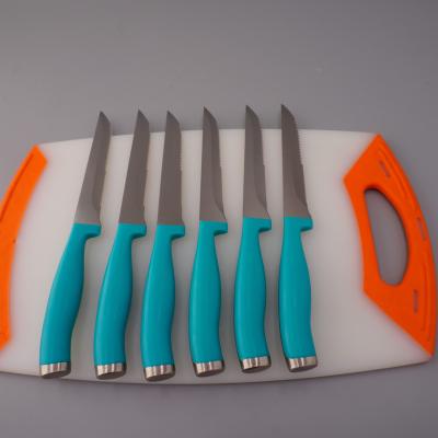 China Viable Maker Steak Knife Set In Colored Blue Black White Handle for sale