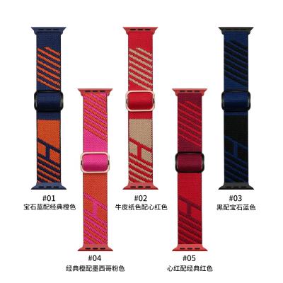 China Tschick Fabric Suitable For Apple Watch Strap Color Matching Sports Sliding Loop Nylon Braid 41/45mm 42/44mm Elastic Watch Band for sale