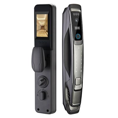 China 2023 Latest WiFi APP Fingerprint Smart Lock 3D Digital Face Recognition Smart Door Lock With Camera S728 for sale