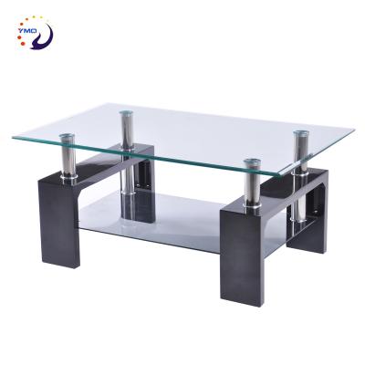 China Modern Cheap Modern Living Room Furniture Black Painted Mdf Center Table Top Glass Top Tea Coffee Table for sale