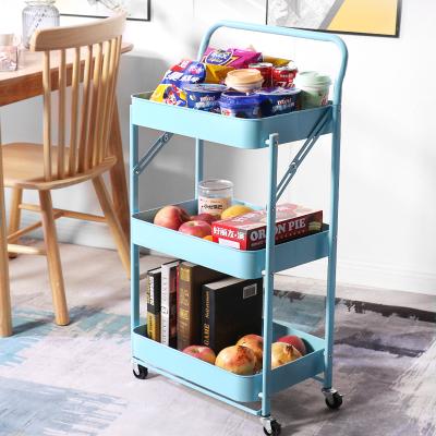 China Modern Kitchen Bathroom Shelved Storage Shelves Home Detachable Floating Food Cart Cart With Armrest for sale