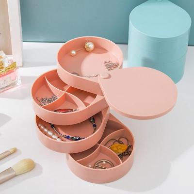 China Stored European Style 360 ​​Degree Rotating ABS Cosmetic Storage Box Makeup Jewelry Organizer for sale