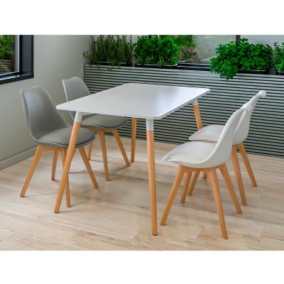 China 2021 new design modern dining set modern tables and 4 plastic chairs set for dining room for sale