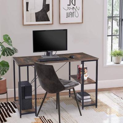 China Computer Desk with Shelf Home Office Furniture Metal Frame Large MDF Writing Table Wooden Studio Computer Desk for sale