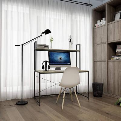 China Computer Desk with Long Shelf Metal Frame MDF Home Office Shelf Student Study Table Office Furniture Computer Desks for sale