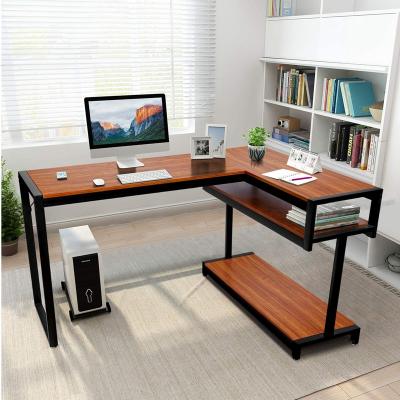 China Home Office Computer Desk Factory Office Furniture Height Adjustable Home Office L Type Desk With Shelfs for sale