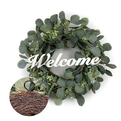 China Morden Home Outdoor Wreath Artificial Eucalyptus Leaf Spring Green Summer Ornaments Garlands For Front Door Farmhouse Decor for sale