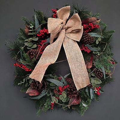 China Indoor Christmas Ribbon Classic Wreath Arch Christmas Decoration for Front Entrance for sale