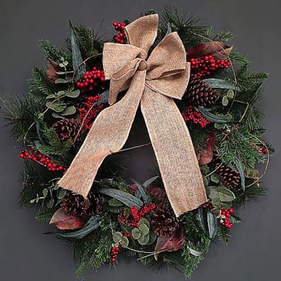 China Wholesale Popular Christmas Decor Gift Artificial Decorative Pine Arch Wreath With Berry for sale