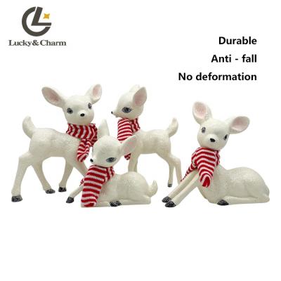 China Christmas Decorations/Decorative Table Factory Hot Sales Resin Table Standing Christmas Tree Ornaments White Deer Decorations for sale