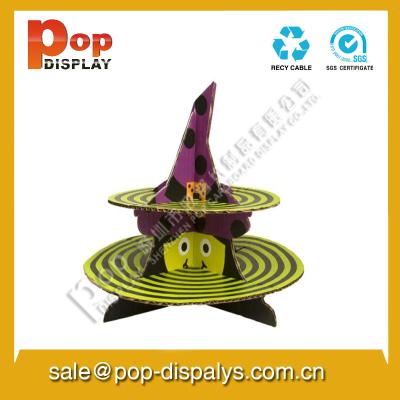 China Round Cake Retail Cardboard Display Stands With Two Shelves for sale