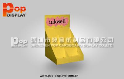 China Vertical Yellow Cardboard Magazine Display For Desk Exhibition In Supermarket for sale