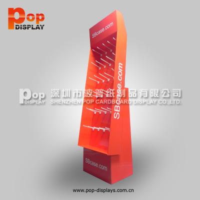 China Eco-friendly Floor Corrugated Pop Display With Hooks For Hardware Fitting for sale