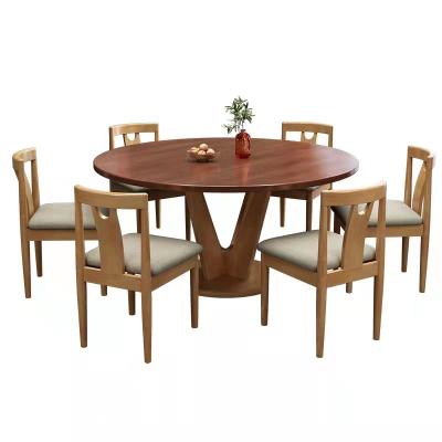 China Nordic warm modern solid wood luxury dining room suite large wood dining room with simple round table furniture for sale