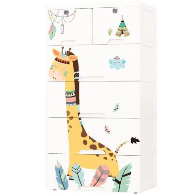 China (Other)Adjustable PP Cartoon Printing Cheap Drawer Kids Cabinet Clothes Plastic Storage Cabinet for sale