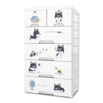 China Hot Selling Pet Pattern Locker Baby Storage Plastic Drawer (Other) Adjustable For Bedroom Kitchen Living Room Storage Cabinet Plastic Cabinet for sale