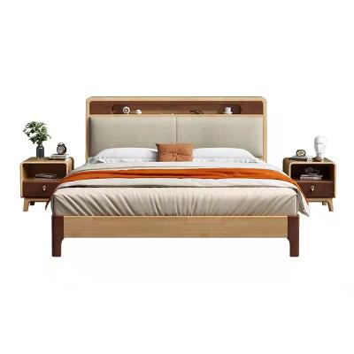 China Easy Assemble Factory Directly Provides Storage European Function Solid Wood Double Bed for sale