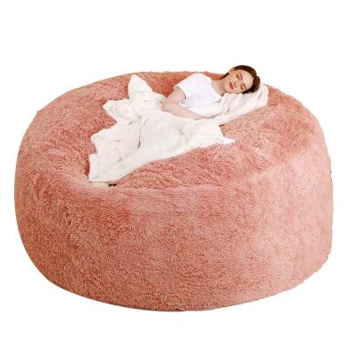 China (Size) Adjustable Comfortable Giant Fur Bean Bag Cover Living Room Decoration Rest Furniture Around Sofa Bed Cover for sale