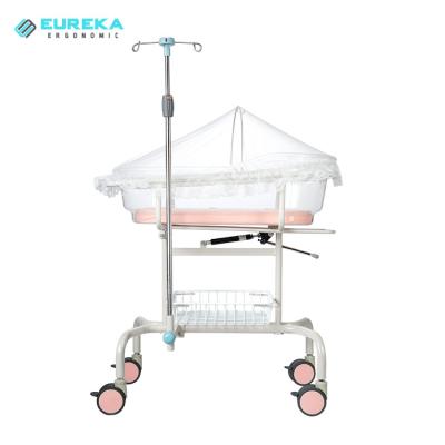 China Clinic FCB-702 Hospital ABS Baby Mobile Newborn Infants Plastic Hydraulic Bed Mobile Baby Crib For Hospital Use for sale