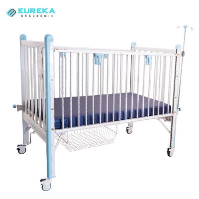 China MCB-701A Manual Hospital Pediatric Clinic Bed with 4 Height Adjustable Safety Guard, 3-Positions Crank-Adjust Hospital Bed for Children Kids for sale