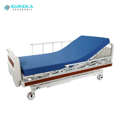 China Hospital Clinic MMB-2093 Manual Nursing 3-Function Adjustable Hospital Bed, Crank-Adjust Medical Bed With Folding Guardrail For Elder Patient for sale