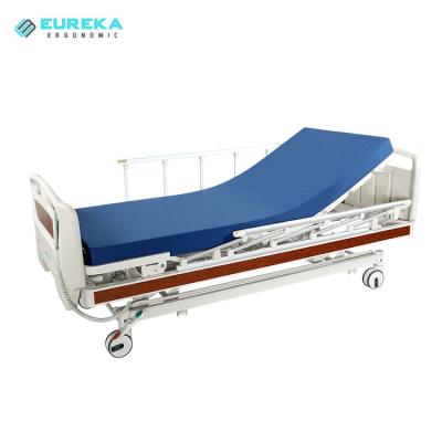 China Sale Metal Hospital Clinic Furniture ABS Three Nursing Bed 3 Crank Electric Adjustable Crank Hospital Electric Bed for sale