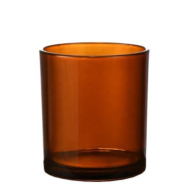 China Home Decoration 10oz Amber Glass Candle Jar With Lid And Gift Box Customized Logo For Candle Making for sale