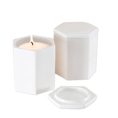 China Home Decoration Ceramic Candle Jar With Lid Customized Color Fashion 12oz Candle Container for sale