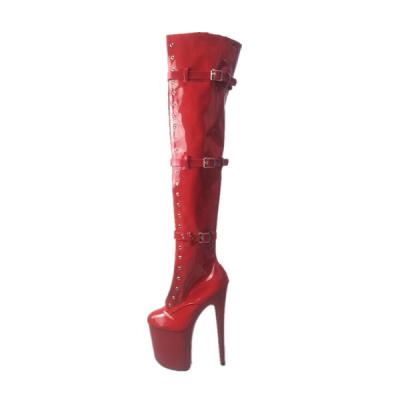 China Winter Steel Long Black Thigh High Heel Platform Toe Women Boots High Heels for sale