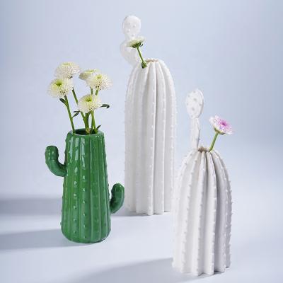 China Central Statistical Modern Cactus Flower Pot Plant Ceramic Creative Sculpture Opens Decoration Plant Succulent Pot Decor Groot Home Accessories for sale