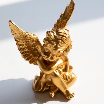 China Nordic Style Viable Golden Angel Jewelry Tray Ornaments Resin Figure Sculpture Photography Props Decoration Home Table Birthday Gift for sale