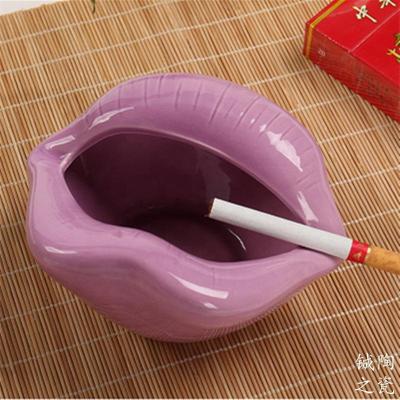 China Creative China Fashion Style Ceramic Mouth Lips Design Ashtray Desktop Ornament Ceramic Table Decor Smoking Home Ornament for sale