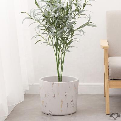 China Indoor and outdoor large pattern modern marble cylinder Nordic cylinder flower pot plant pot ceramic creative INS home living room for sale