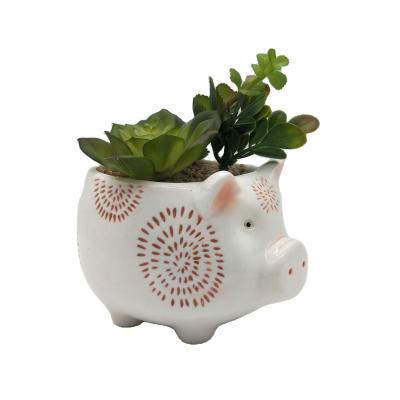 China Factory direct mini cartoon cute animal shape sloth flower ceramic pot for home and garden decoration pot for sale