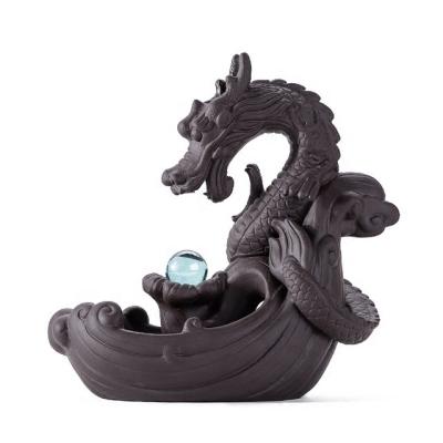 China CREATIVE Handmade Ceramic Dragon Incense Cones Censer With Crystal Ball +20Pcs Chinese Dragon Incense Burner Creative Home Decor Backflow for sale