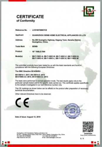 CE - Guangzhou Senbi Home Electrical Appliances Co., Ltd.