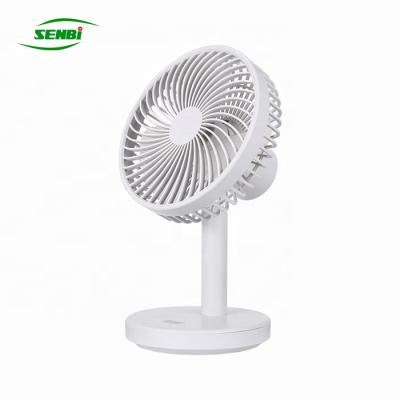 China 45Â ° Up & Down 2019 hot sale 8 inch fit dc 5v silent lithium battery powered rechargeable fan with usb and lamp for sale