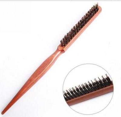 China Salon Nylon Needle Wood Handle Sectioning Boar Bristle Comb Edge Control Teasing Hair Brush for sale