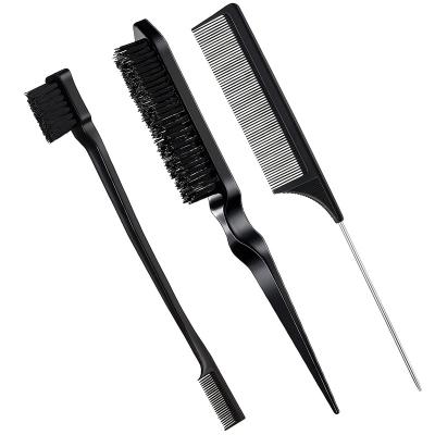 China Mini Edge Cleaning Brush Teaser Comb Set of Salon Beauty Salon Care Hair Styling Tools and Mouse Tail Hair Comb for sale