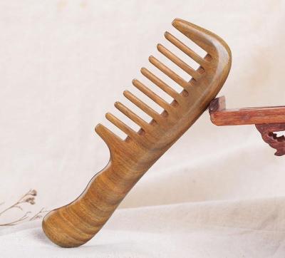 China Homemade 100% Natural Green Sandalwood Hair and Beard Comb Wooden Comb Anti Static Fragrant Natural Sandalwood Hair for sale