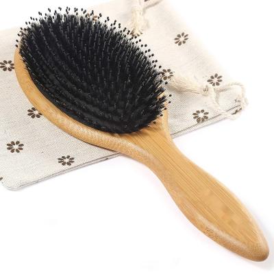 China Home boar bristle and nylon bristle wooden bamboo hair brushes for smooth massage of wet and dry hair for suppleness for sale