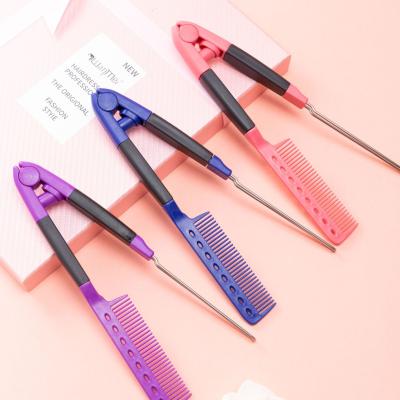 China Plastic Foldable Hair Salon Tool Heat Resistance V Type Straightener Styling Comb Iron Easy Flat Hair Straightening Comb for sale