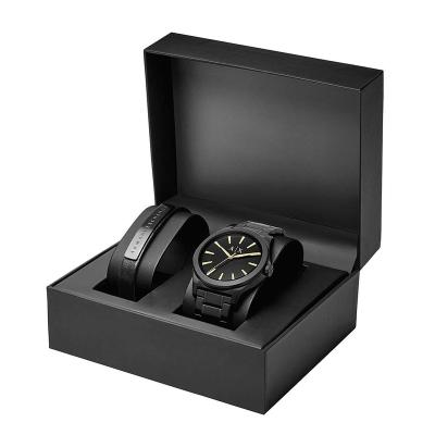 China High End Watch Packaging Design Logo Black Paper Cardboard Flip Watch Gift Box Smart Watch Gift Packaging Box Custom Watch Gift Boxes for sale