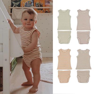 China 2022 Europe and America Central Statistical Institute new summer boy and girl treasure suit baby infant vest set European summer new and American style for sale