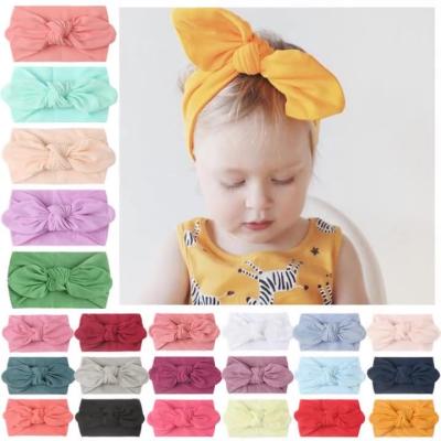 China European and American Style Fit All Baby Girls Big Bow Turban Kids Headwear Baby Hair Accessories Wide Bows Elastic Newborn Baby Headbands for sale