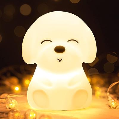 China NEW 2022 Modern Cute Animal Soft Silicone USB Tap Control Rechargeable Night Light For Baby Kids Girls LED For Bedroom for sale